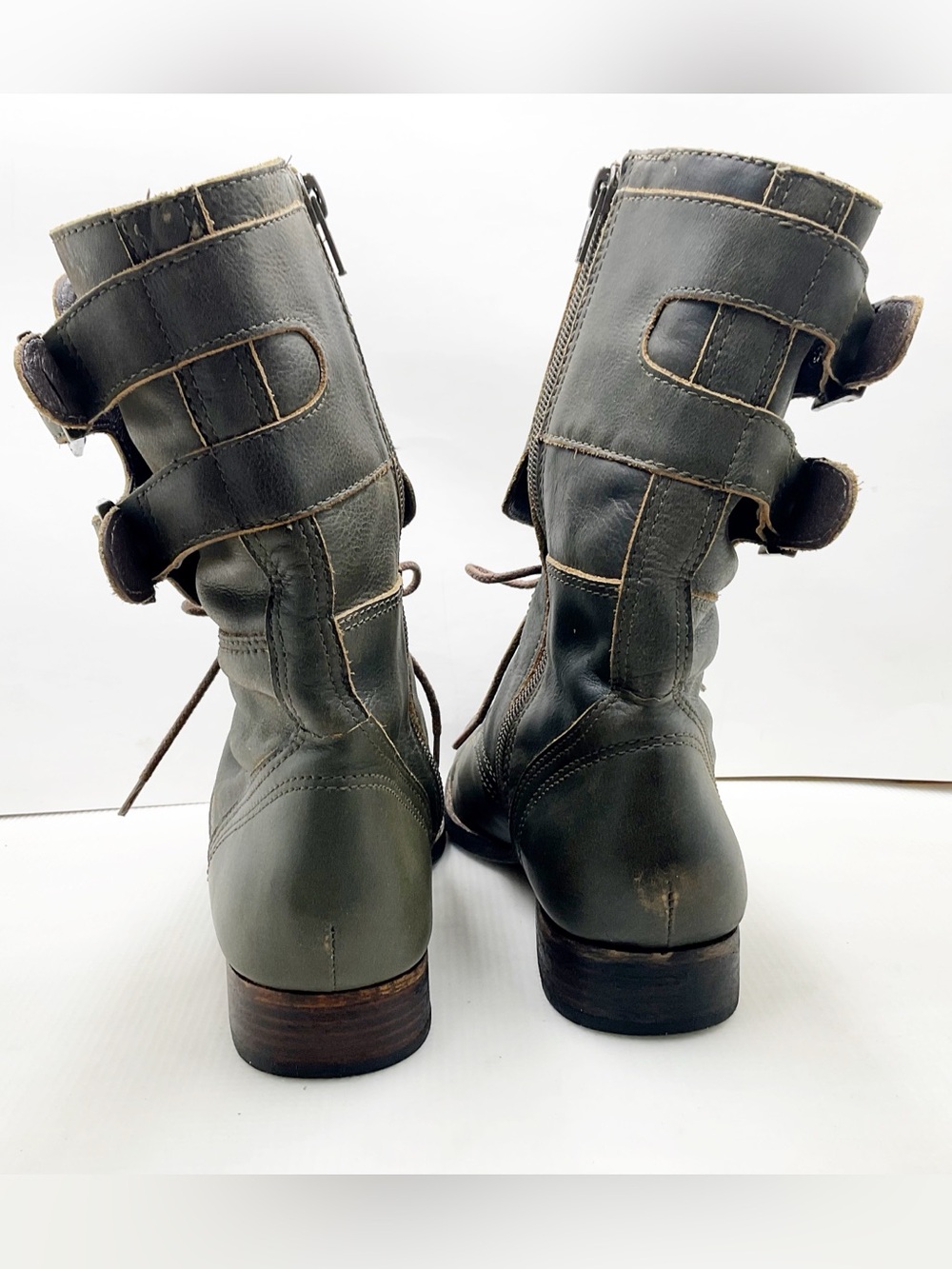 {Matisse} Lance Olive Combat Lace-Up Buckle Boots - Picture 8 of 13
